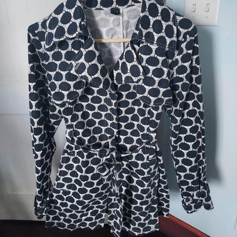 Ambition Size M Black and White Polka-dot Trench